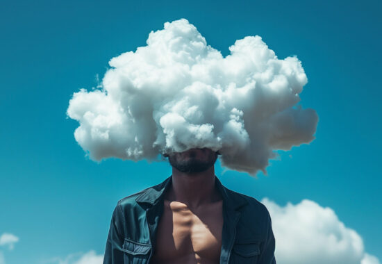 Cloud-headed Figure Against Blue Sky