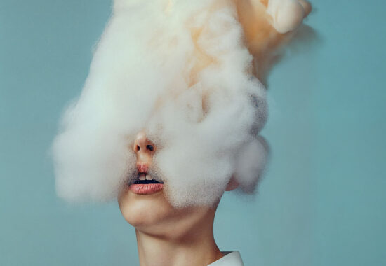 Surreal Cloud Headpiece Portrait